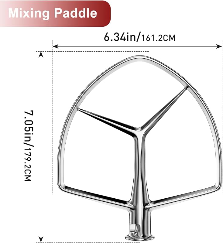 Batidor plano acero inox 7qt para KitchenAid lavavajillas