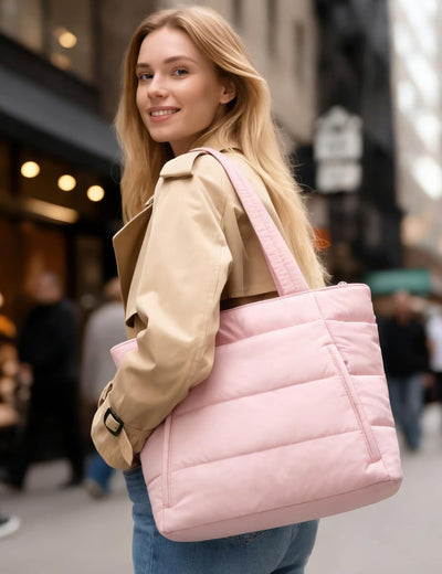 Bolsa acolchada para mujer con soporte tazas y compu