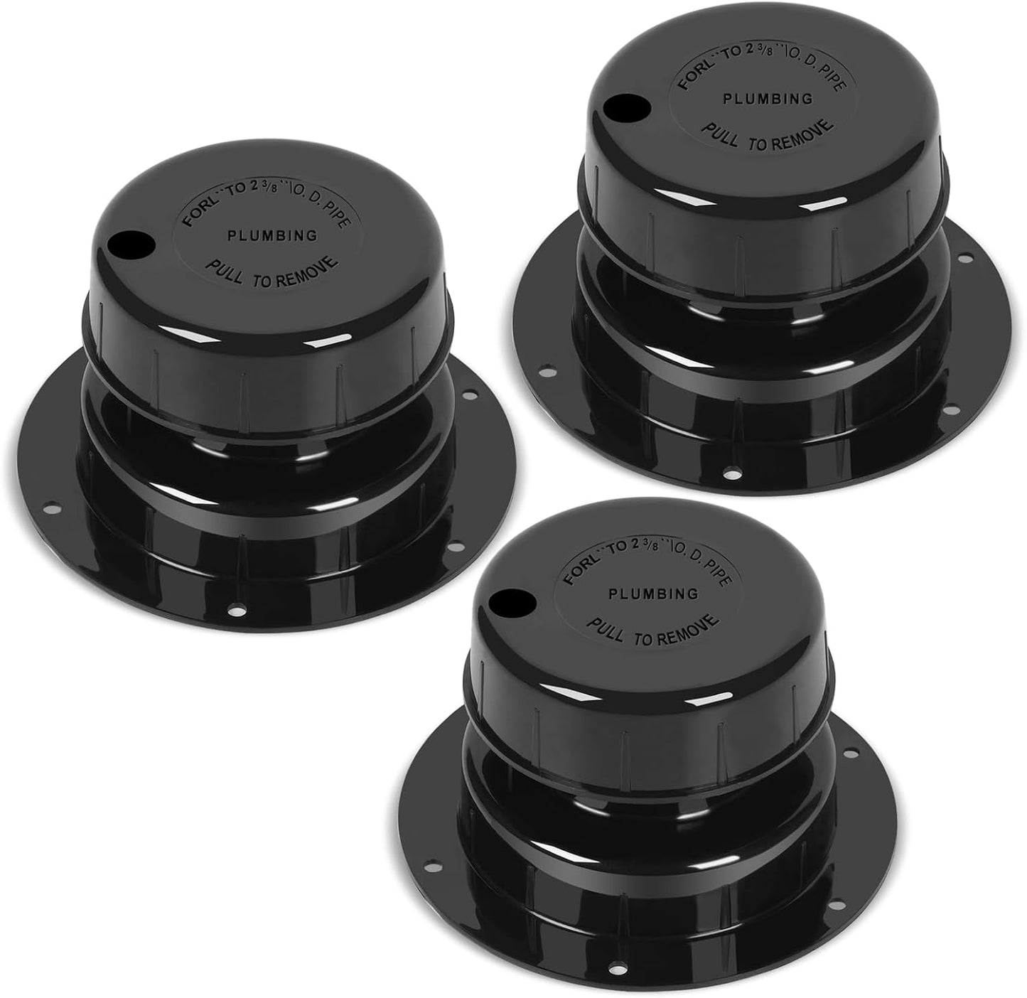 Kit 3 tapas ventilación fontanería RV 1-2 3/8" negro