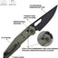 Cuchillo plegable 3.6pulg acero 14C28N PVD negro mango G10