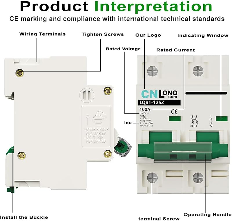 Disyuntor DC 100A 2P para PV, UPS, Batería RV