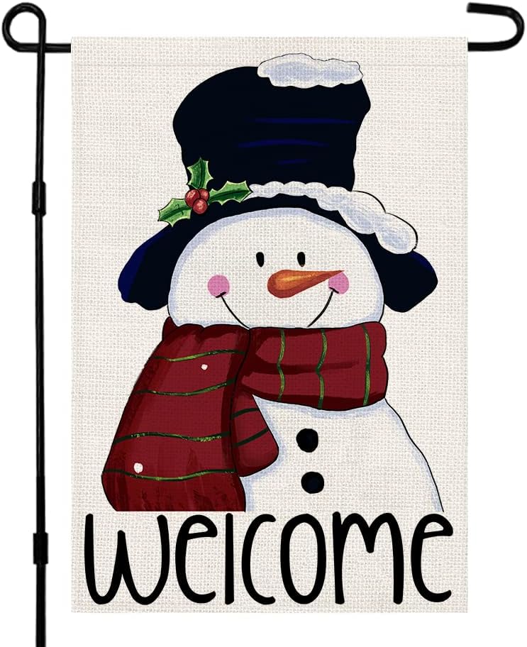 Bandera jardín navidad 12x18pulg doble cara muñeco nieve