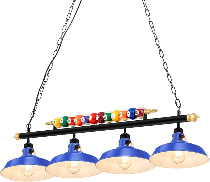 Luces mesa billar 4 luces colgantes salas set azul