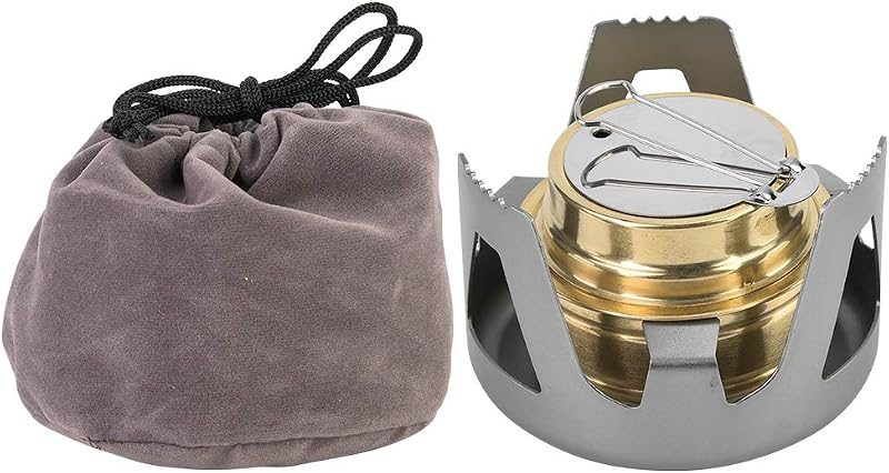 Mini estufa alcohol portátil con soporte y bolsa camping