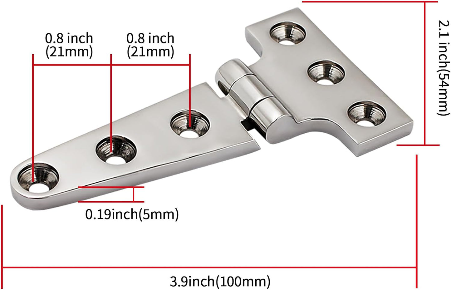 Bisagras en T acero inox 316 marino 4x2" pack 2