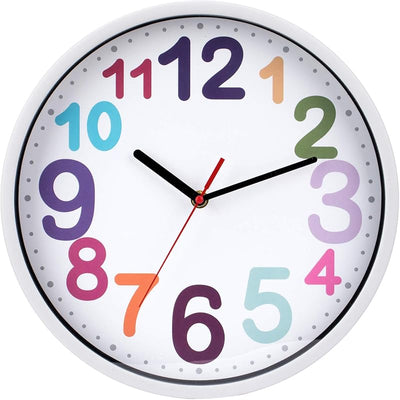 Reloj pared 12pulg sin tictac con pilas para aulas y dormitorios
