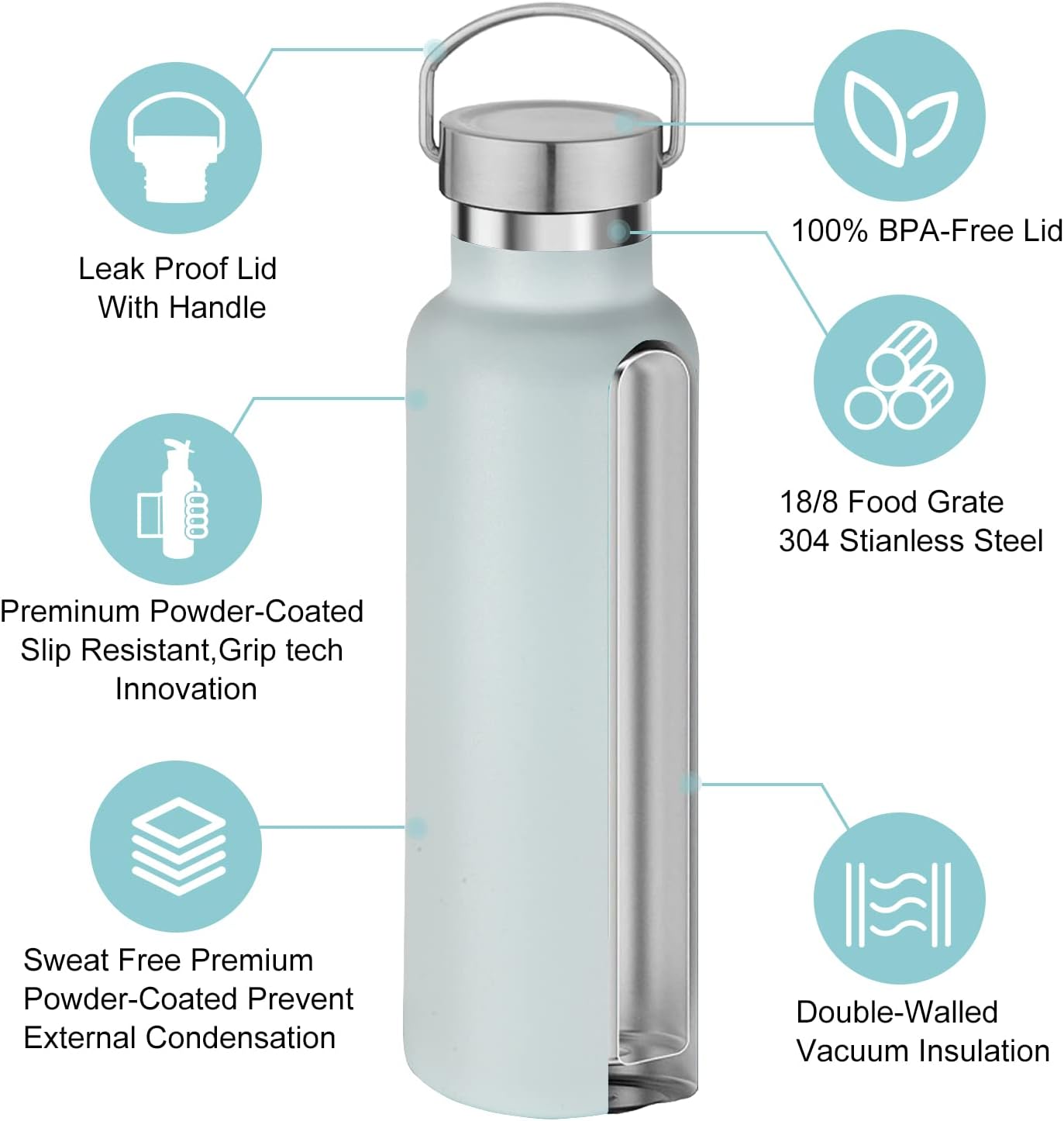 4 Pzas Botella Agua Aislada Acero Inox Doble Pared