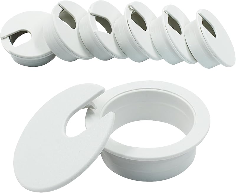 6 Ojales escritorio 1.378pulg organizador cables plástico blanco