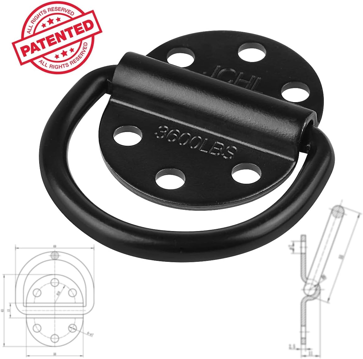 Anclaje anillo D acero 3600lb para remolques camiones SUV