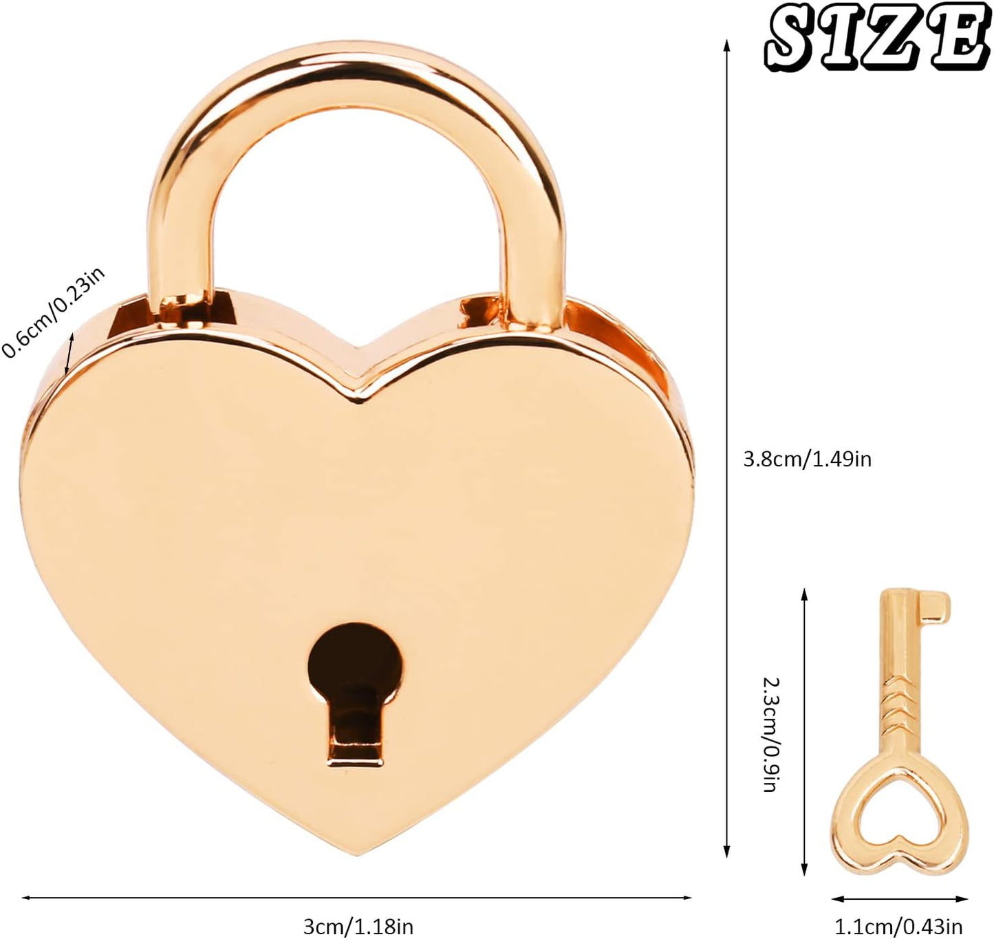 Candado corazón dorado 3uds para bolso joyero