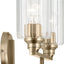 Lámpara tocador 14.25pulg 2 luces vidrio bronce champán baño