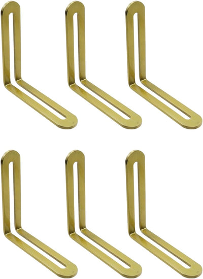 6 Soportes Acero Inox 3.15" para Estantes Madera Dorado