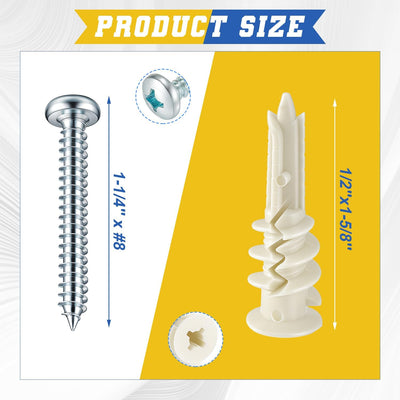 Set 100 anclajes autoperforantes para yeso 75lb sin agujeros