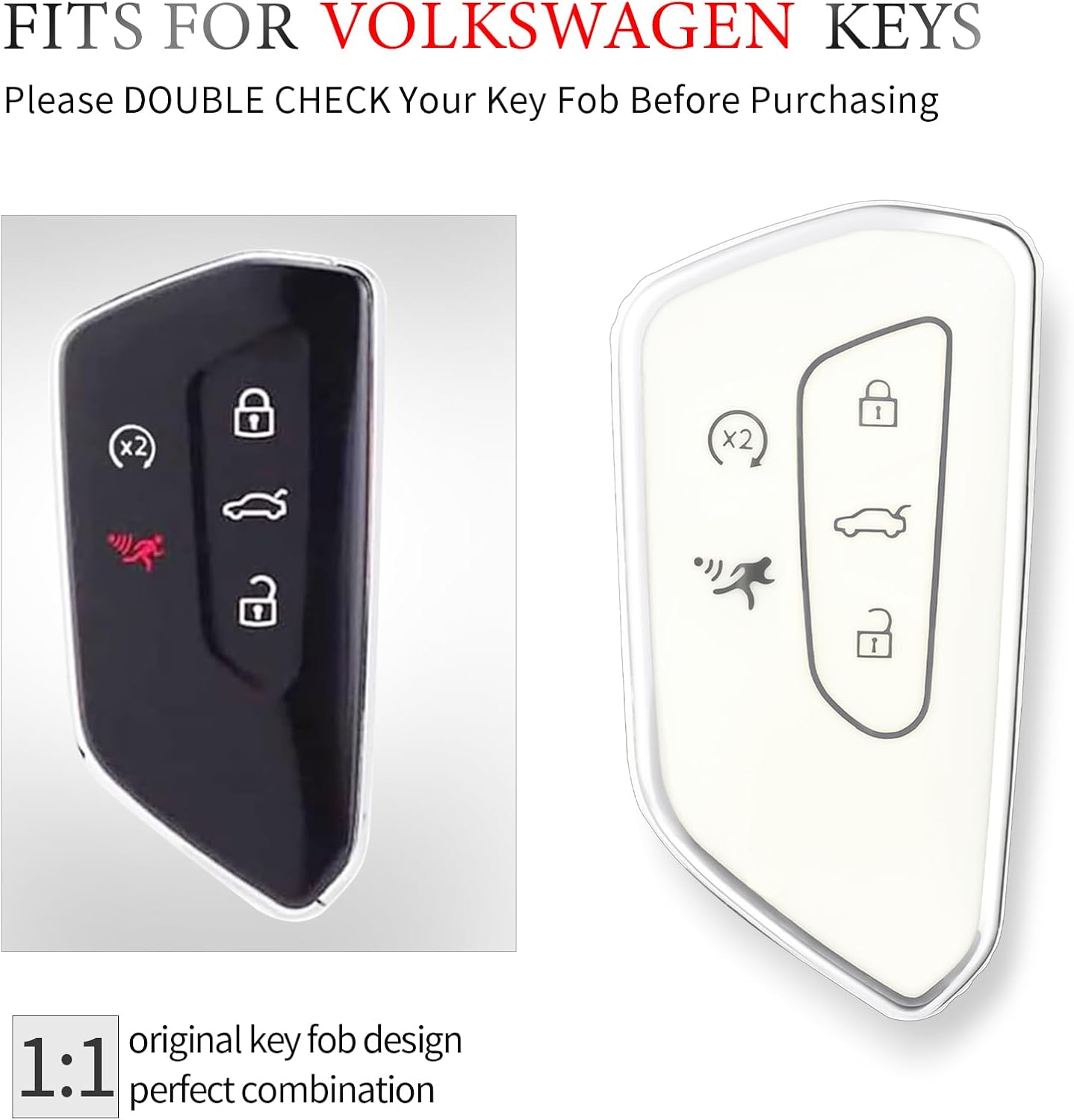 Funda llavero VW ID.4 Golf 8 MK8 ID.3 Seat Leon Skoda 5 botones blanco