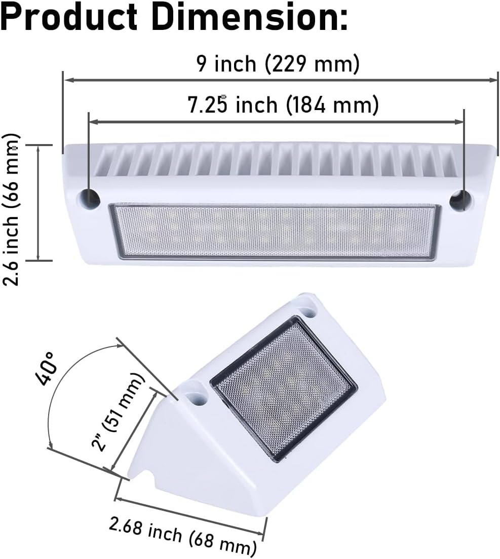 Luz exterior RV 9" 36W haz inundación blanco frío