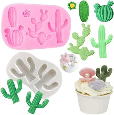 Moldes silicona fondant cactus pastel hawaiano decoración
