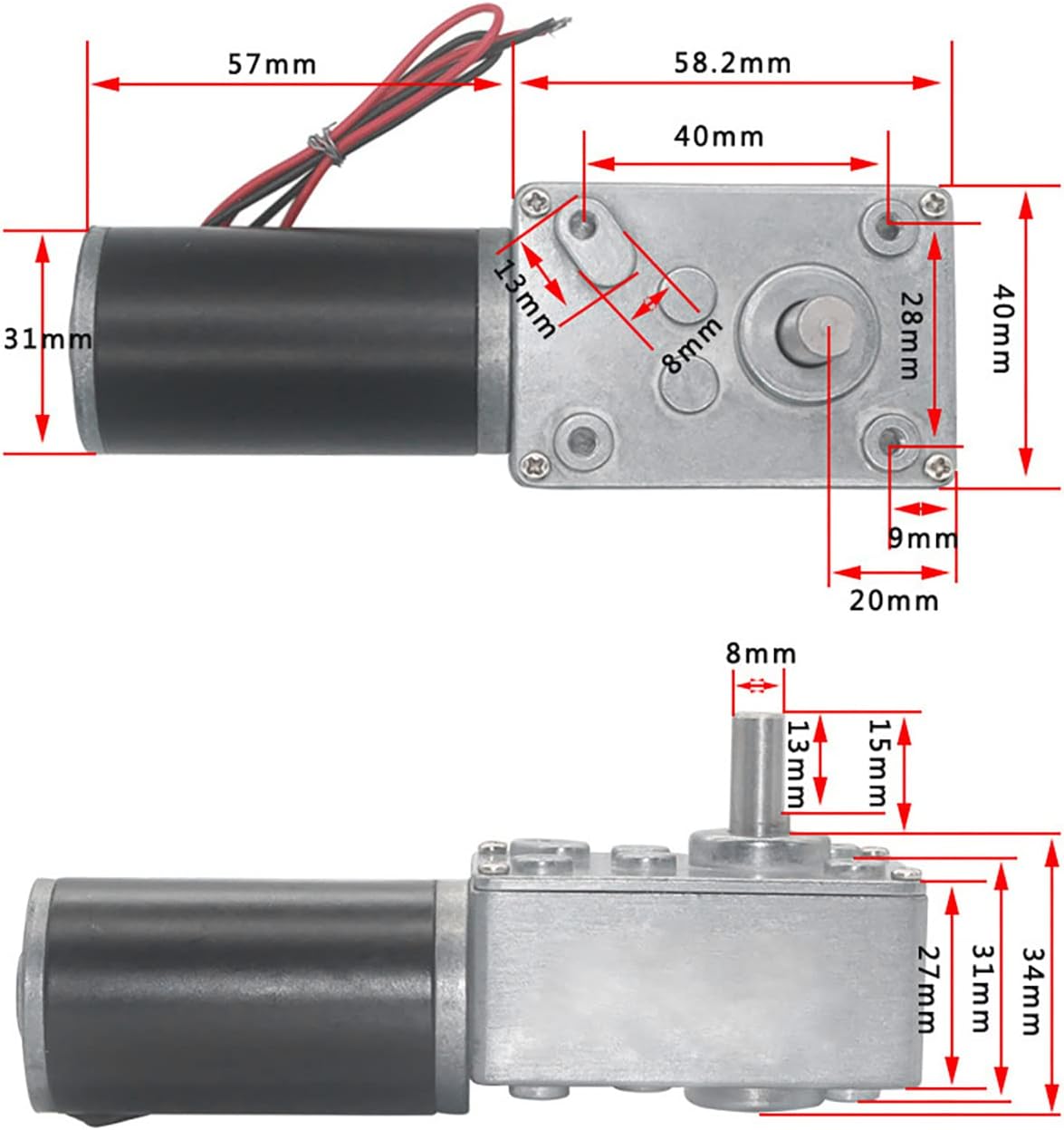 Motor engranaje helicoidal 12V eje 0.315" 130rpm