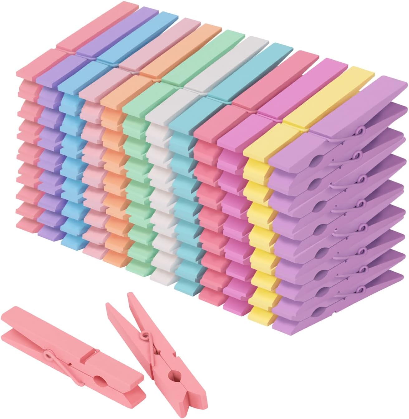 Pinzas madera coloridas para ropa decorativa 100 uds