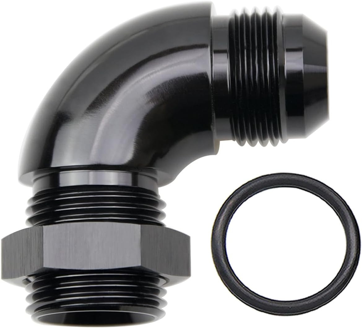 Adaptador 12AN macho a ORB 90 grados aluminio negro