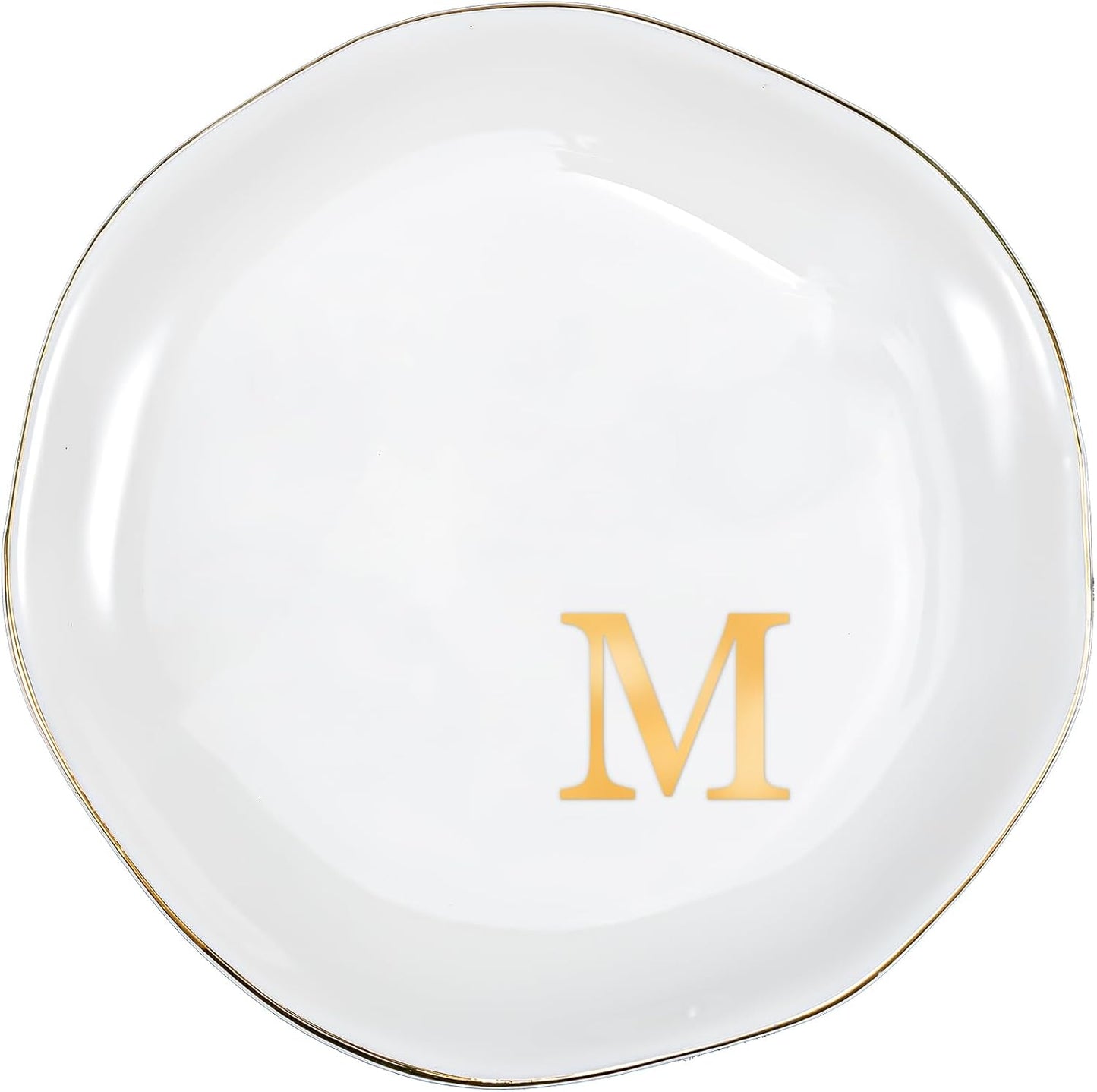 Bandeja cerámica para joyas anillo inicial letra M