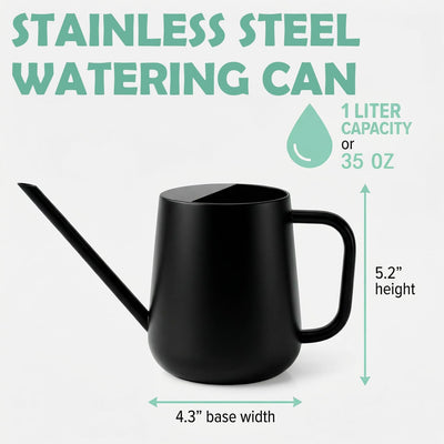 Regadera acero inox 35oz mango metal plantas