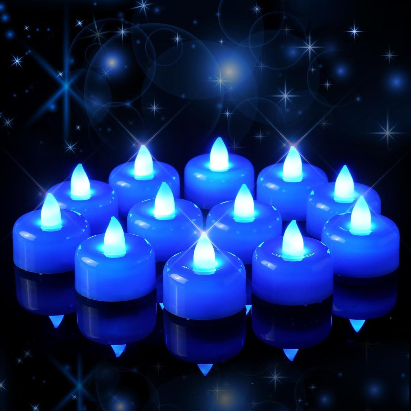 12 Velas Té LED Azules Sin Llama Batería Decoración Hogar Fiesta