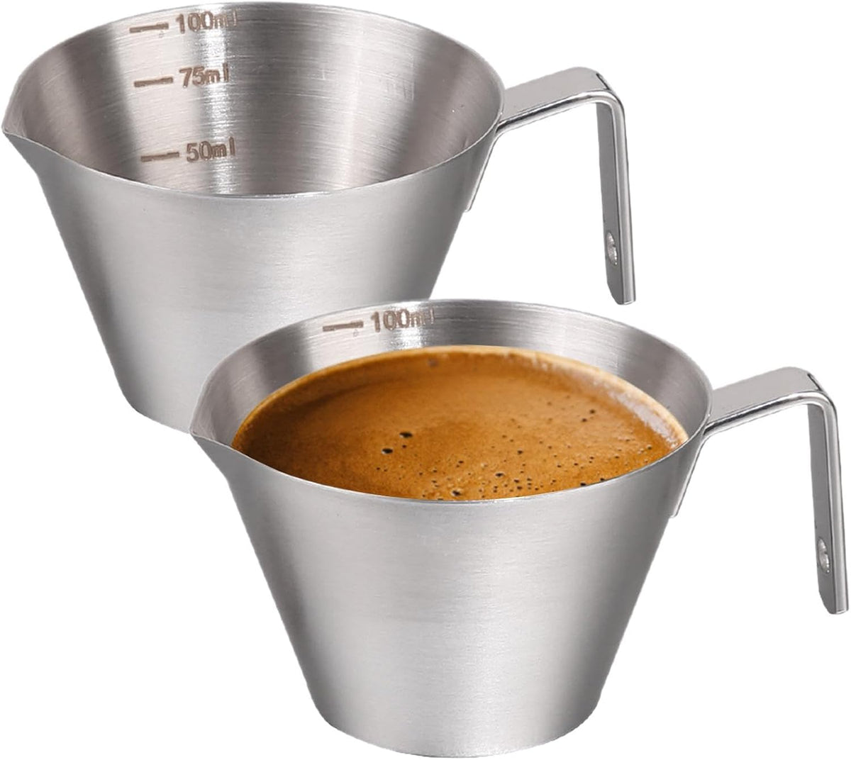 2 Pzas Taza Medidora Acero Inox para Espresso Barista