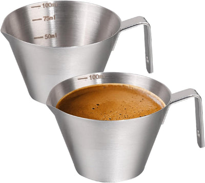 2 Pzas Taza Medidora Acero Inox para Espresso Barista