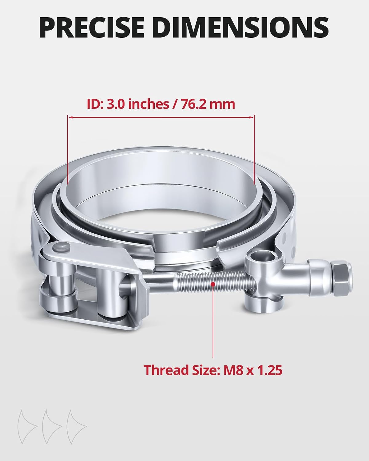 Abrazadera V acero inox 3" 4 Pzas con brida