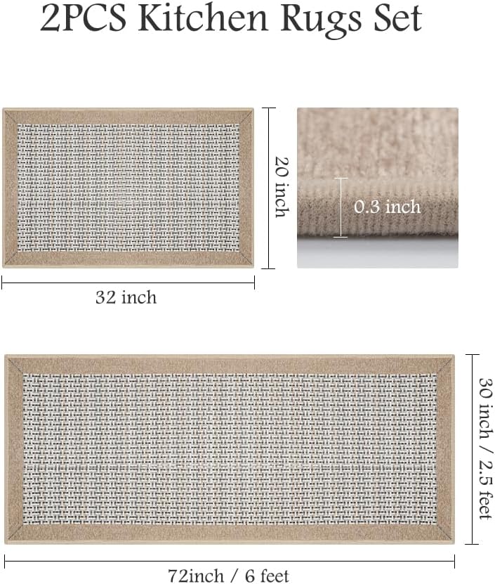 2 Alfombras Cocina Antideslizantes 20x32pulg Absorbentes