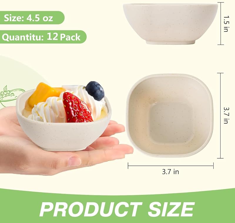 12 Tazones Indestructibles 4.5oz para Salsa y Postres