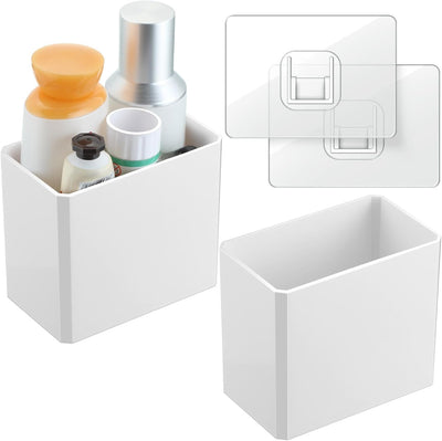 Organiz. pared 2 Pzas estante flotante adhesivo blanco