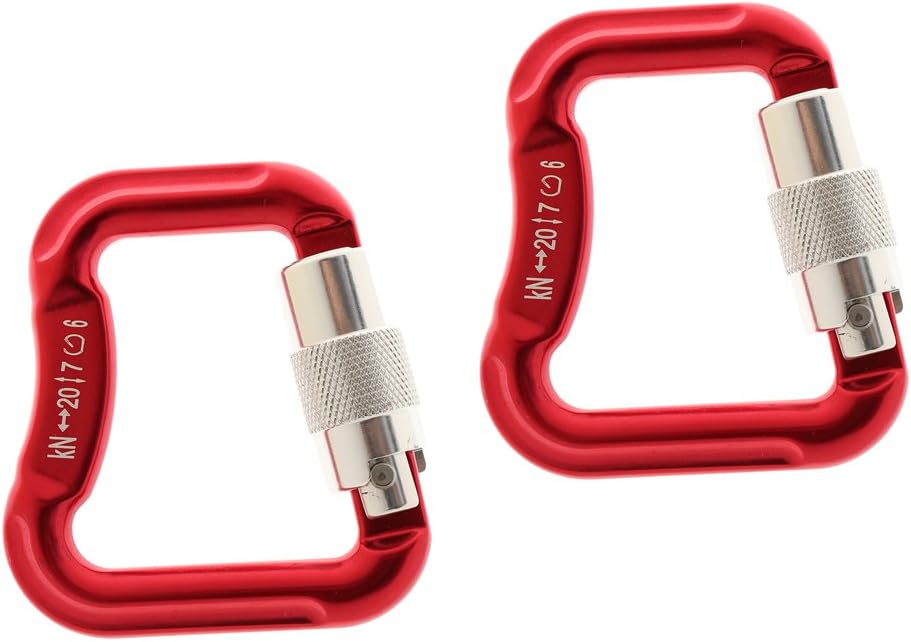 2 Caribineros Aluminio Bloqueo Automático Parapente 20kn Rojo