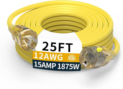 Cable extensión 25ft 12/3 impermeable -58°F a 140°F 15A