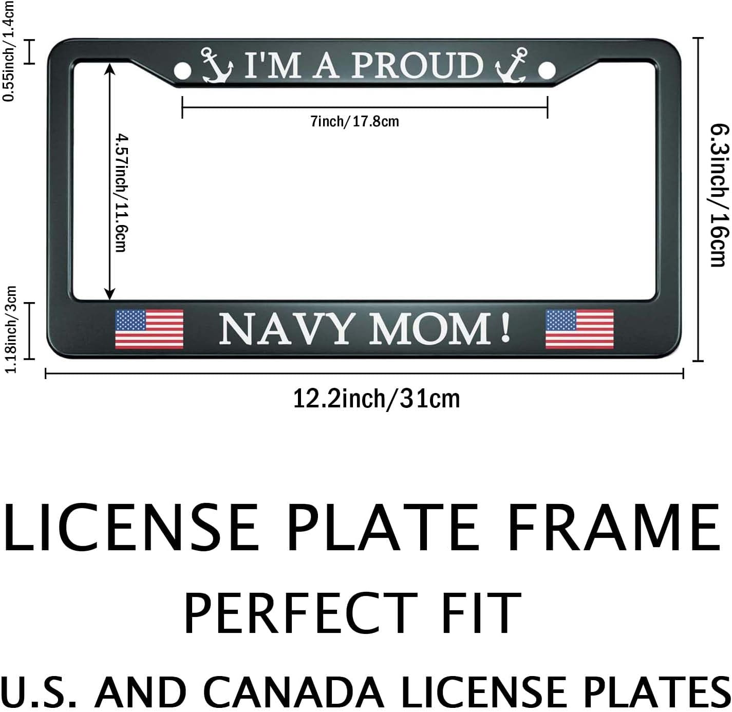 Marco placa matrícula con bandera Texas Navy Mom