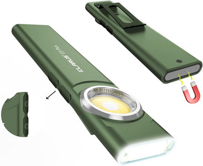 Linterna EDC 3 luces 650lm USB-C IPX4 base magnética verde