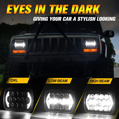 Faros LED DOT aprobados 105W H4 H6054 H5054 Jeep Wrangler YJ