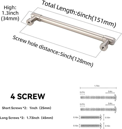 10 Manijas Níquel Satinado 5" para Gabinete Cocina