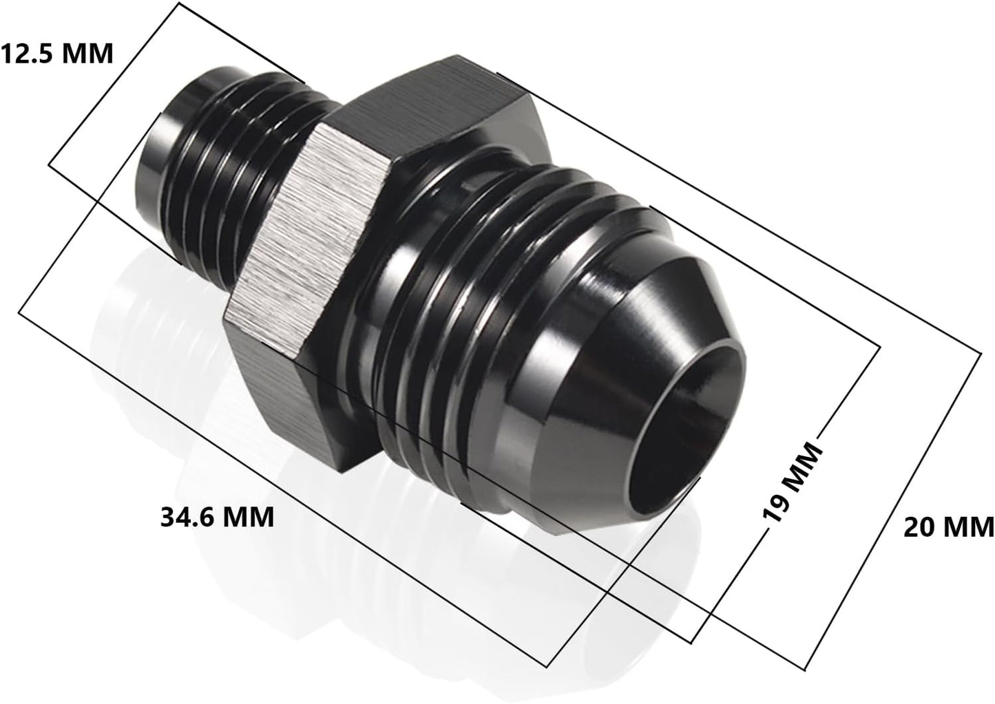 Adaptador rosca invertida 1/2x20 conector aluminio negro
