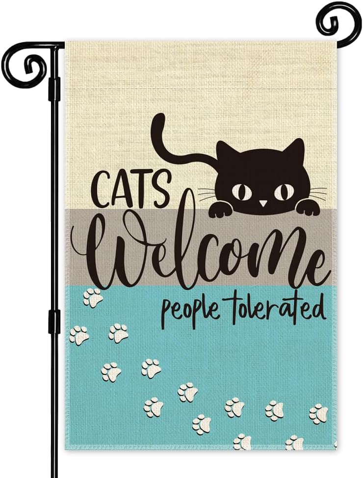 Bandera jardín doble cara cats welcome people para mascotas