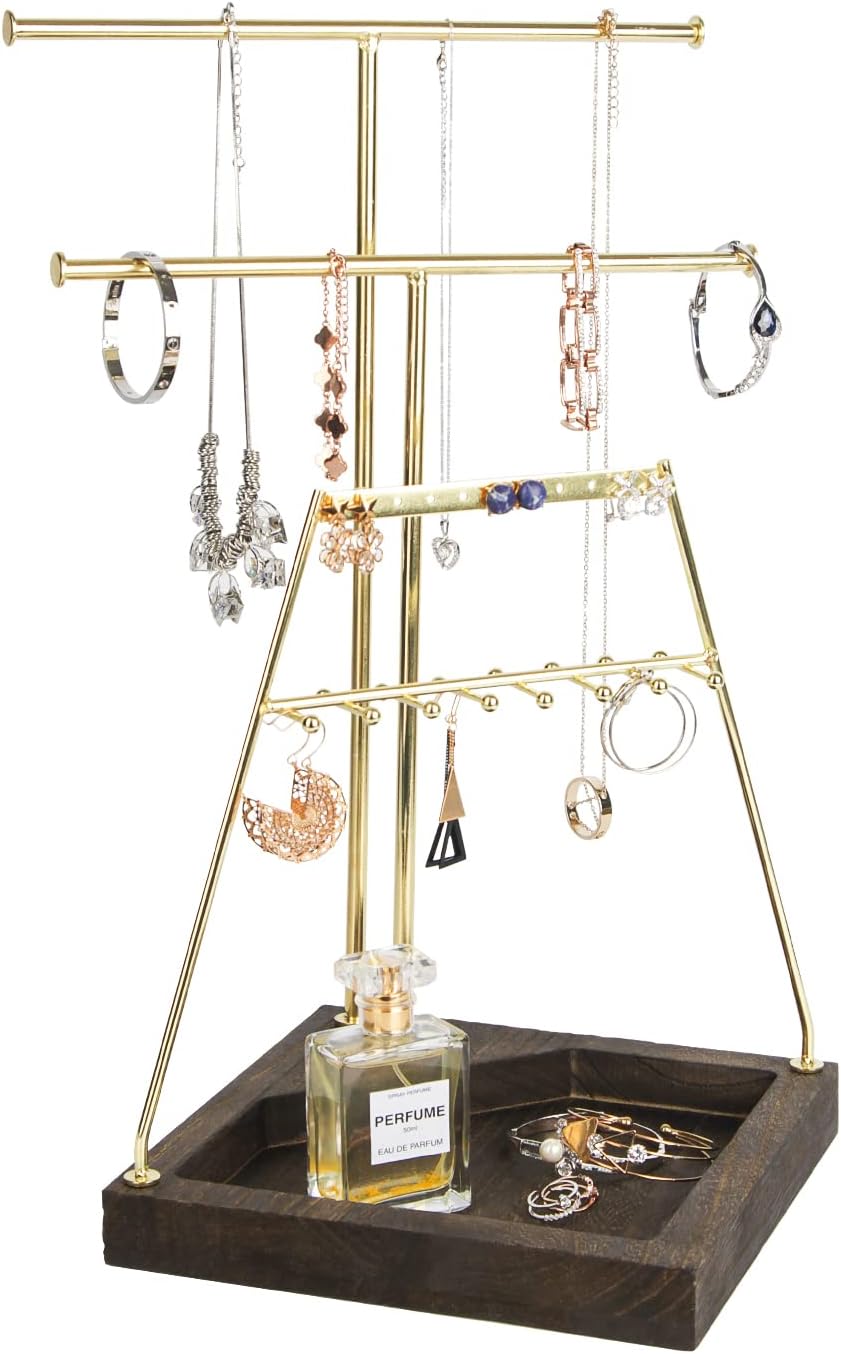 Soporte joyería 3 niveles madera organiz.