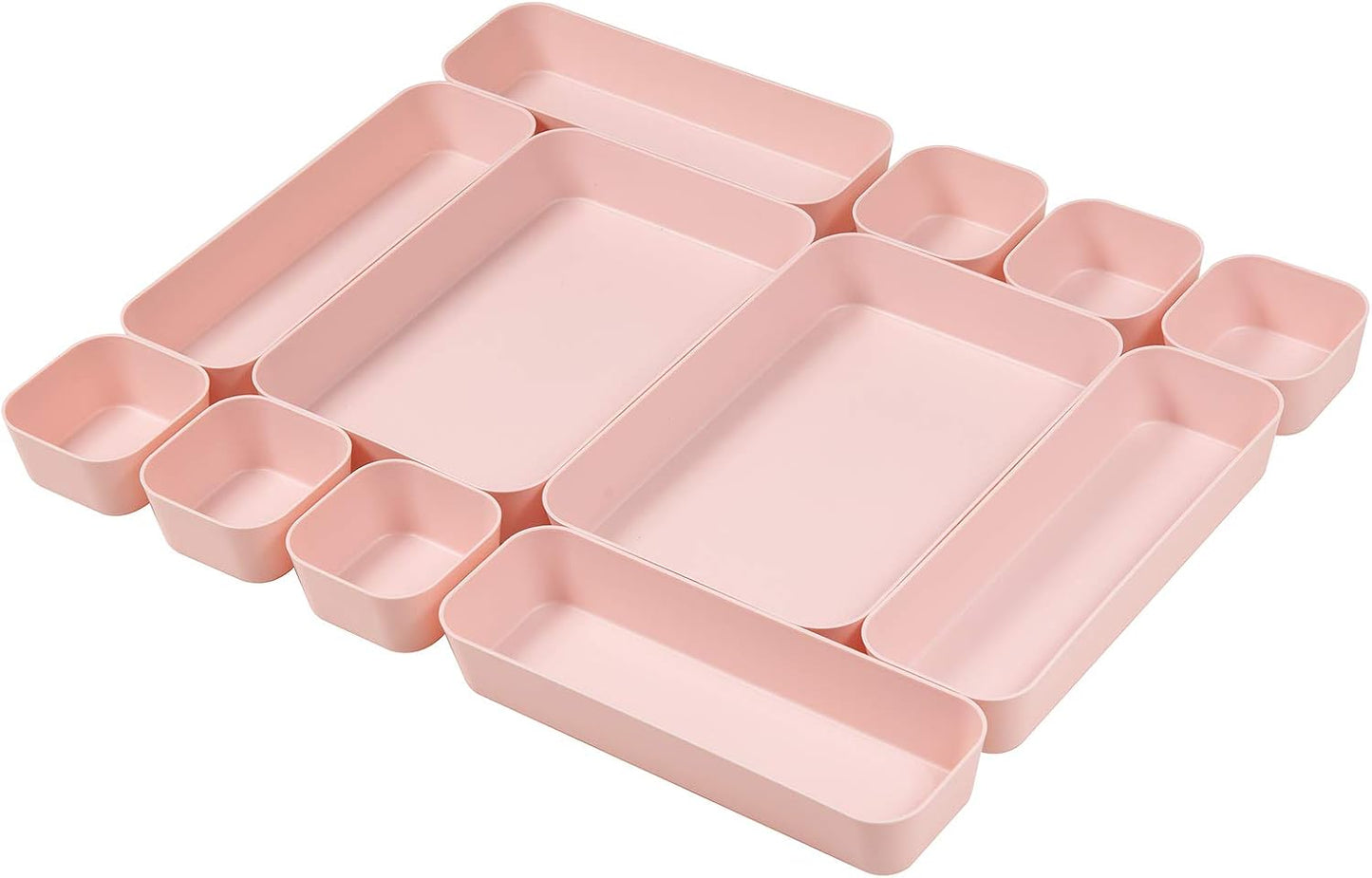 Set 12 organizadores cajones plástico rosa