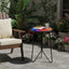 Mesa auxiliar patio metal tablero vidrio colorido redonda