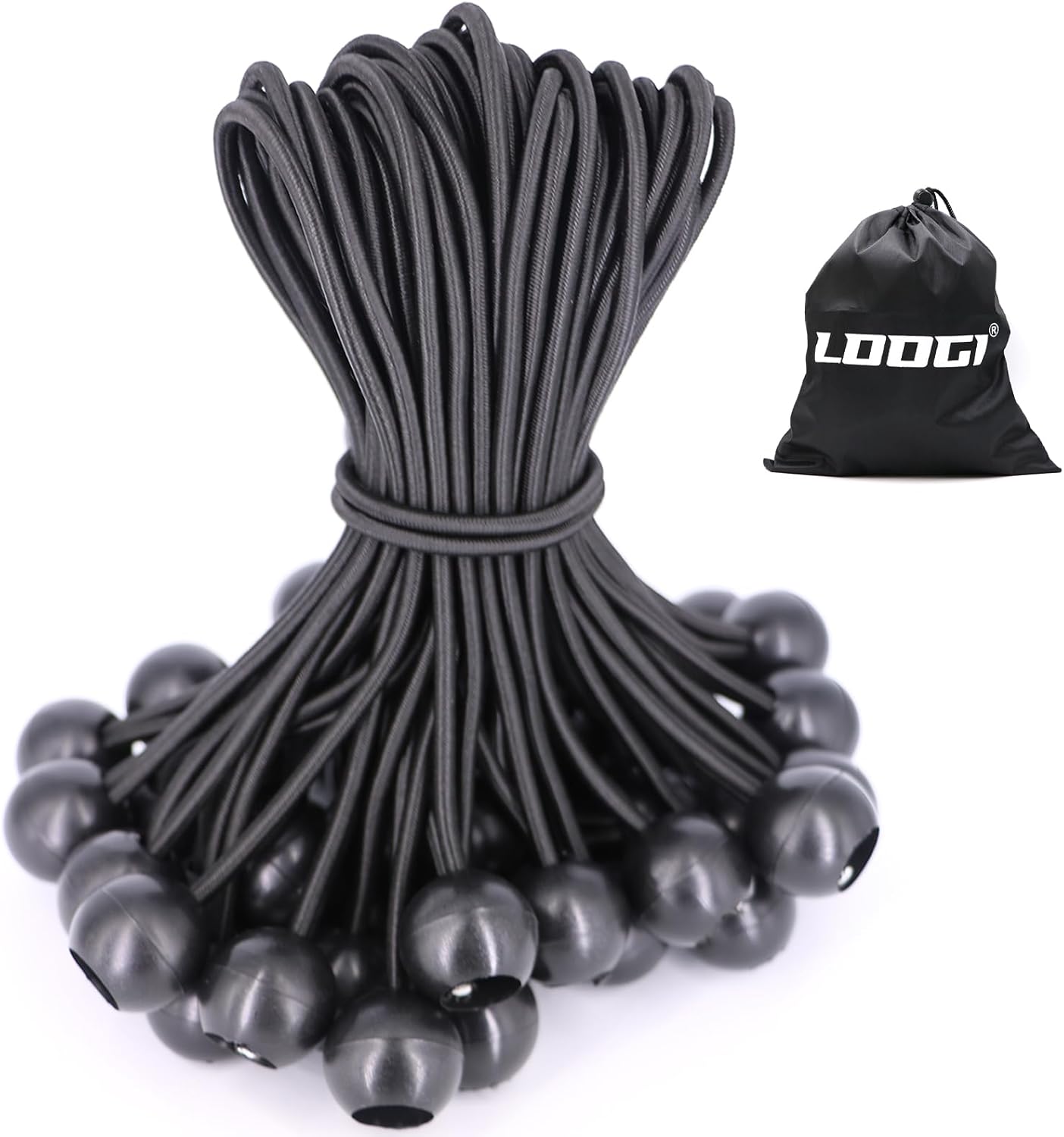 Cuerdas elásticas para toldo lona campamento 25 negro 4pulg
