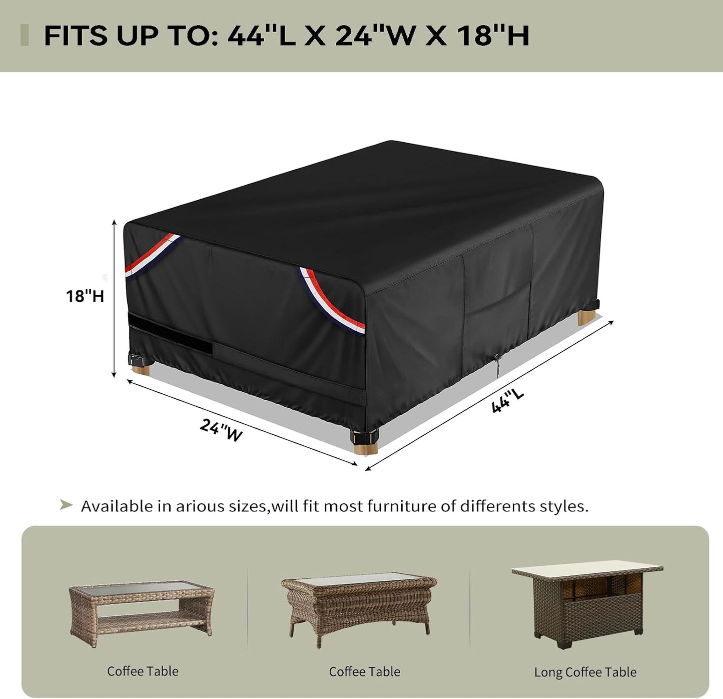 Fundas mesa café patio 600D 44x24" resistente agua