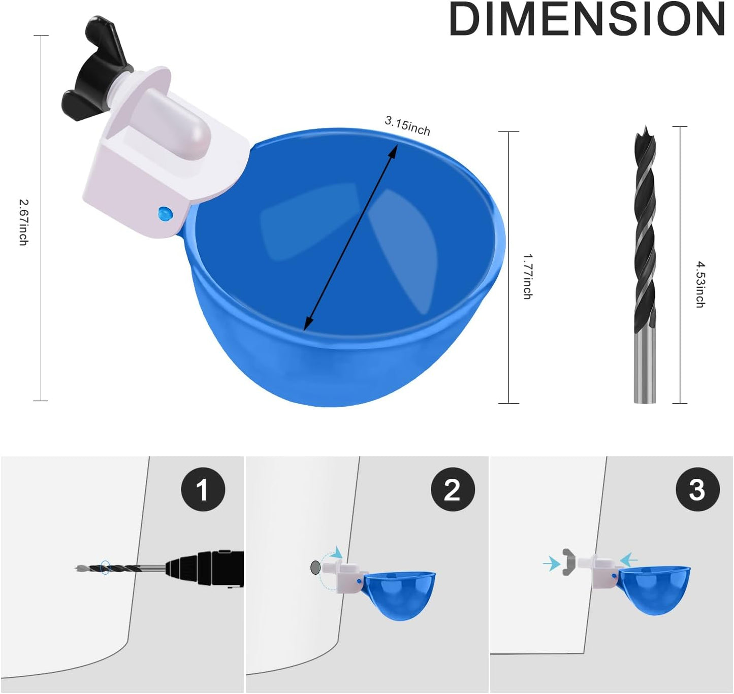 Bebedero para aves pollo pato ganso azul accesorios T
