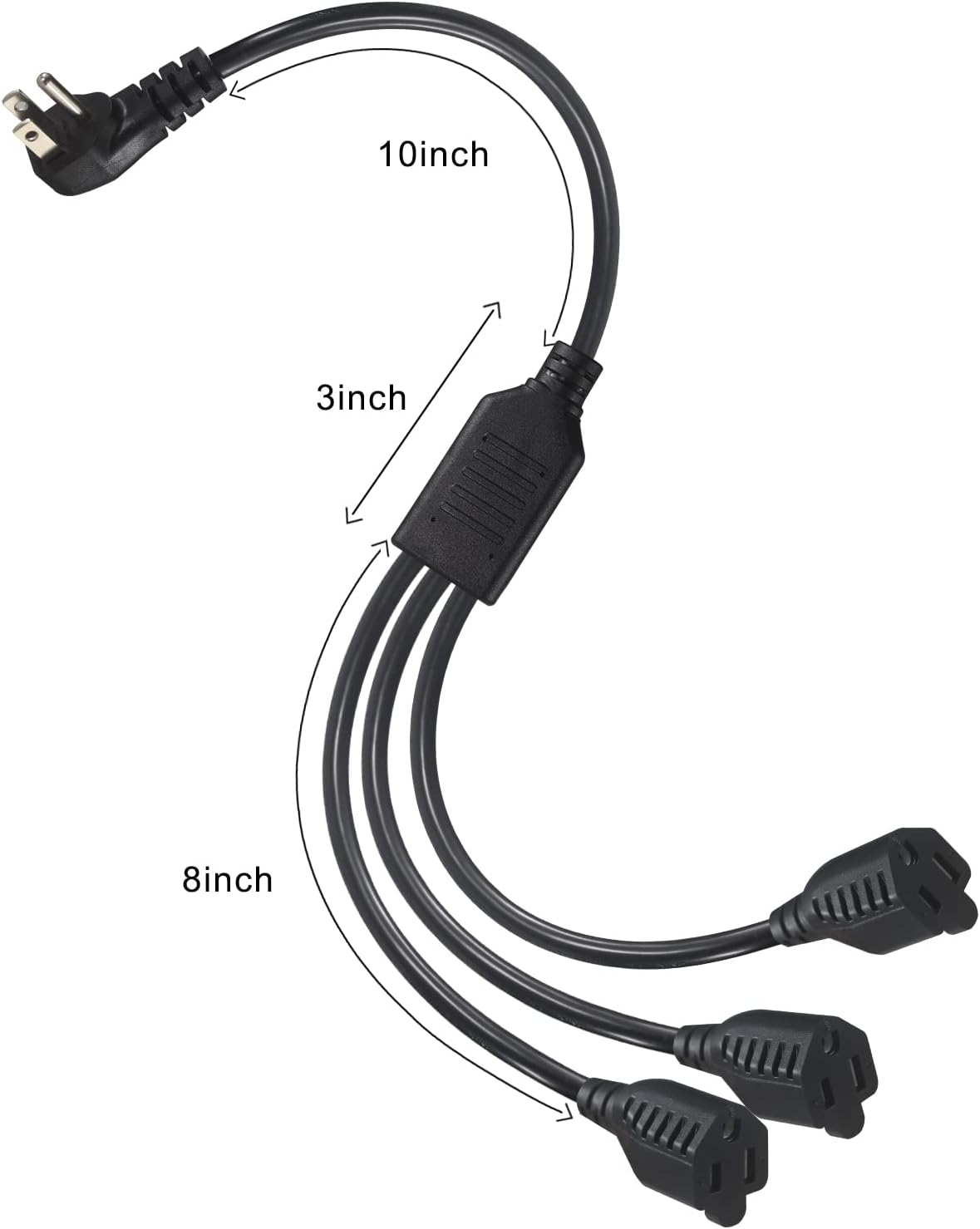Cable extensión SJT 16AWG 3 tomas 18 pulg