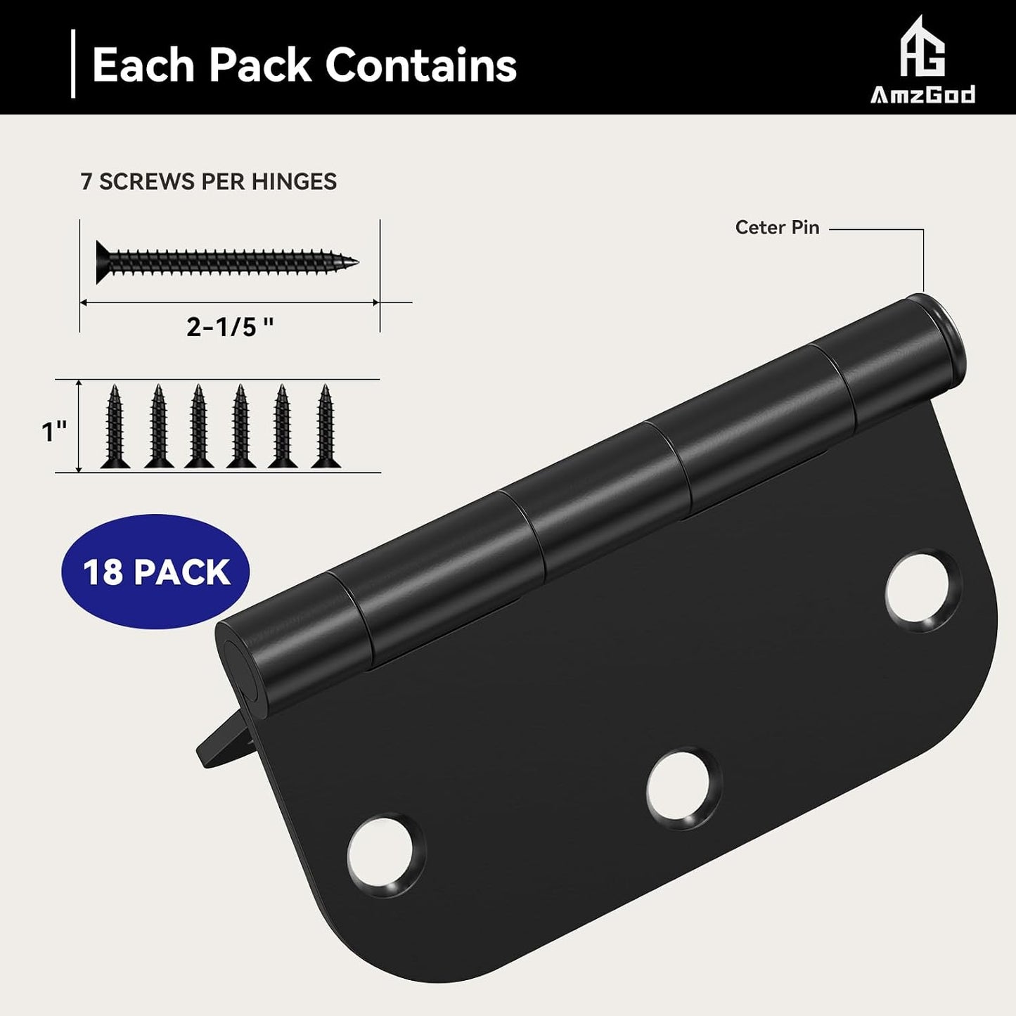 Bisagras puerta negras mate 3.5pulg hierro plano