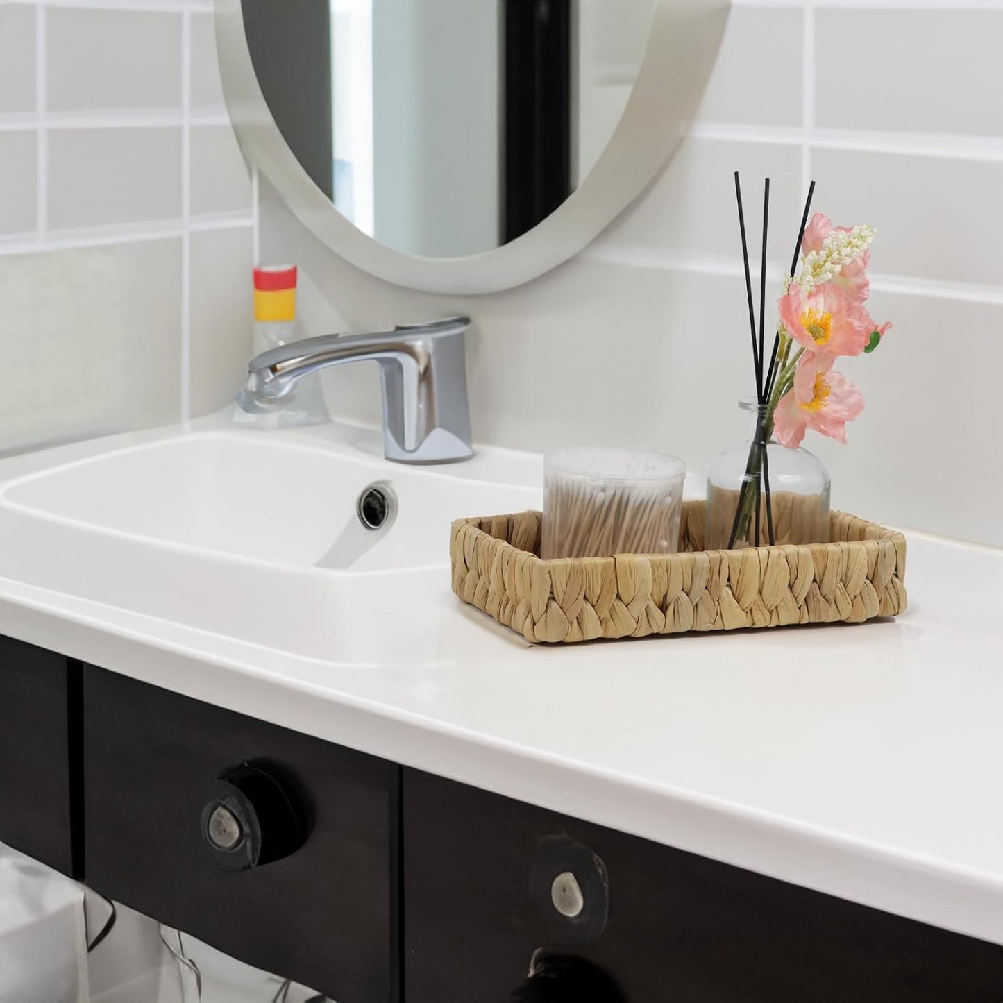 Bandeja encimera baño cesta jacinto 10" mimbre decoración