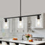 Luces colgantes isla cocina cristal transparente 3 luces negras